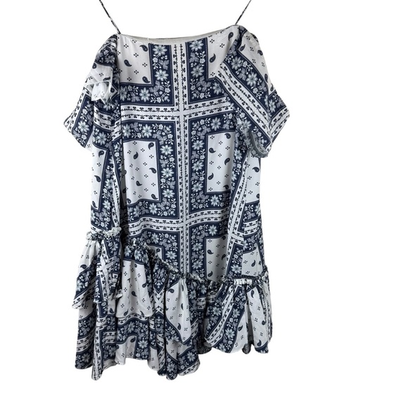 Cinq A Sept Minella Off The Shoulder Paisley Dress Ruffle Skirt Size 4 - Picture 4 of 11